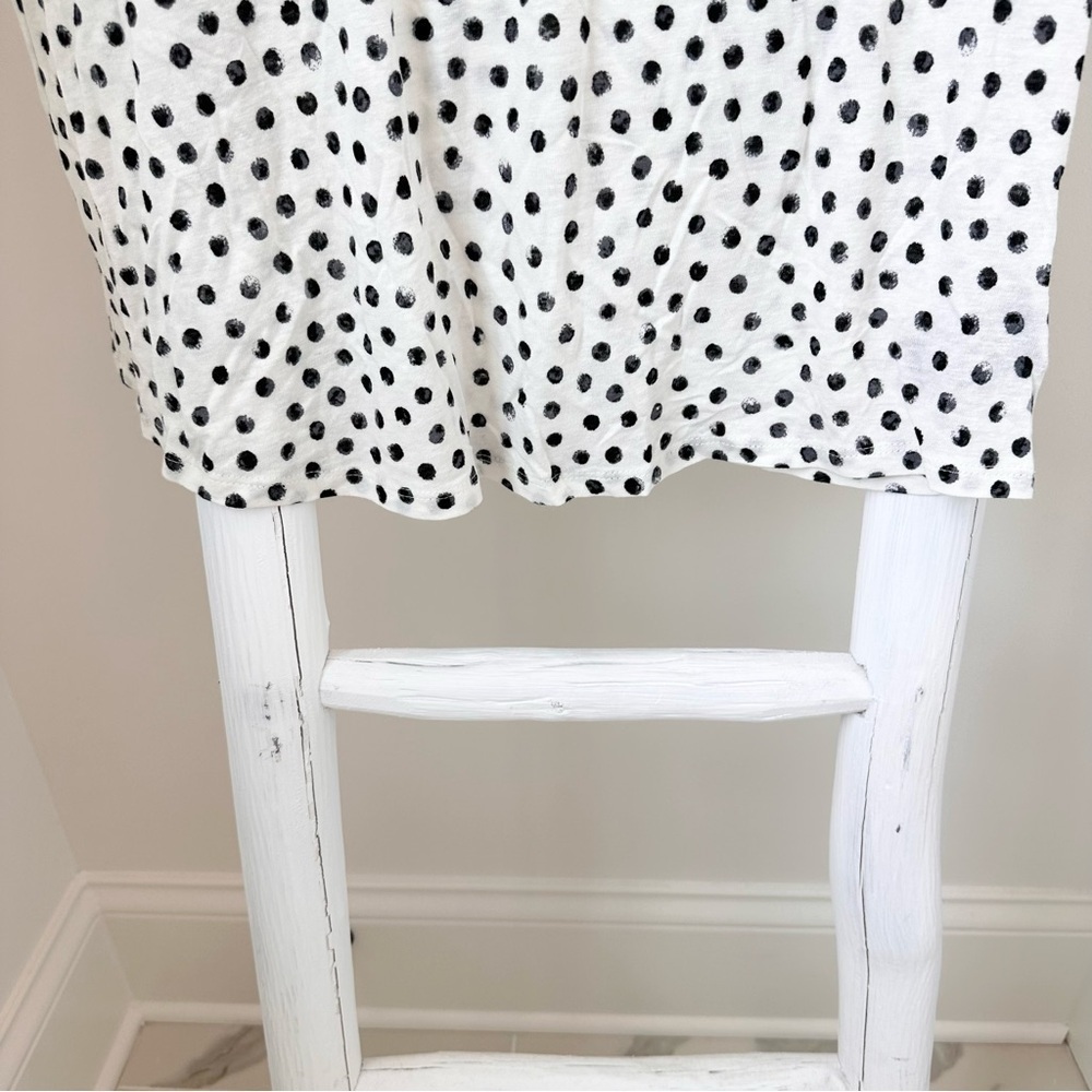 Who What Wear Cream and Black Polka Dot Linen Blend Short Sleeve Shirt Sz L - Picture 5 of 9